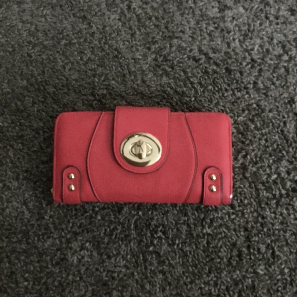 Charming Charlie clutch in coral.